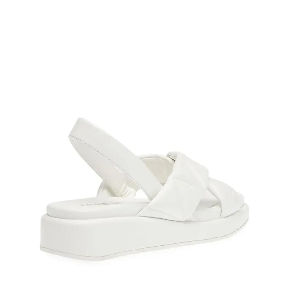 Anne Klein Air Sandals Womens 8.5 White Faux Leather Square Toe Slingback NCZ247